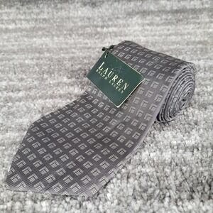 Lauren Ralph Lauren Vintage Mens Gray Silk Necktie Geometric New Old Stock